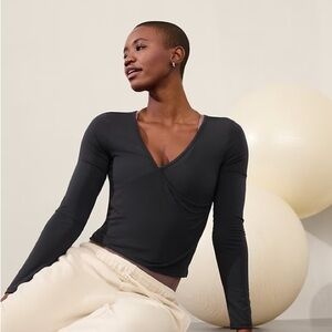 Athleta With Ease Wrap Top, Grey, XS